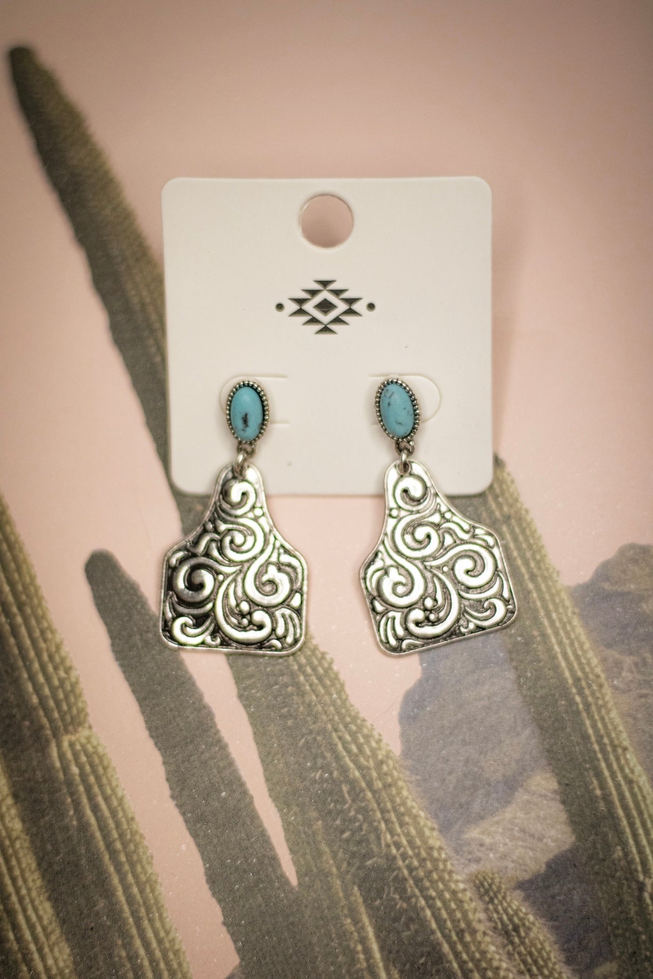 Sierra city cow tag earrings