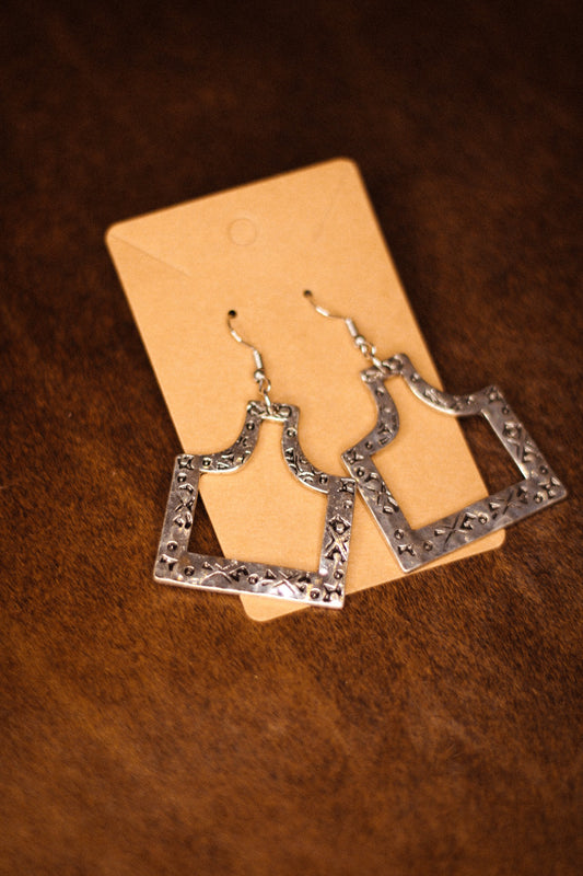 Silver stone Ear Tag earrings