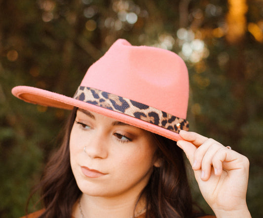 pink cheetah Felt hat