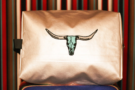 Teal Longhorn Skull traveler